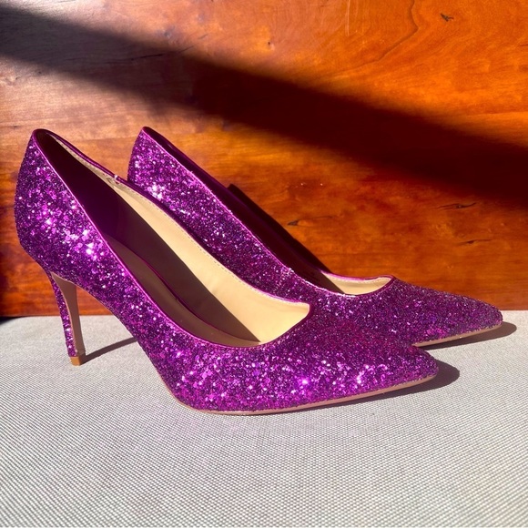 MARC FISHER Mfdarreny Fuschia Glitter Pointed Toe Stilleto Pumps Size 8 - Picture 7 of 12